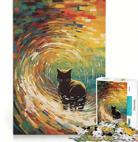 Puzzle de 1000 pièces pour Adolescents, Motif Chat Qui Fait Coucou, Jouet à Monter soi-même, décoration Parfaite, avec des pièces de Formes aléatoires Parfaitement emboîtables 50x75cm