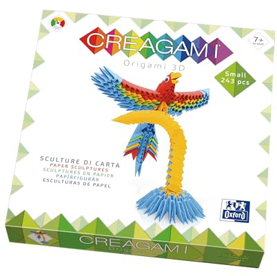 Creagami 3178713 Origami 3D, Papierskulptur Papagei, Bastelset für Erwachsene und Kinder ab 7 Jahren, 243 Teile, Mehrfarbig