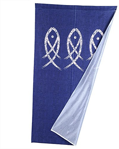 Hakeeta Tenda per porta giapponese Noren stampata con pesce, tende da per tende da e tende da bagno color indaco, blu, 150 x 85 cm