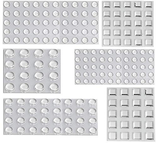 Clear Rubber Feet,193 pieces Non Slip Door Stops Rubber Pads Self Adhesive Bumper Transparent Stick Buffer for Cabinet Glass Crafts Coasters Noise Dampening 6 Size