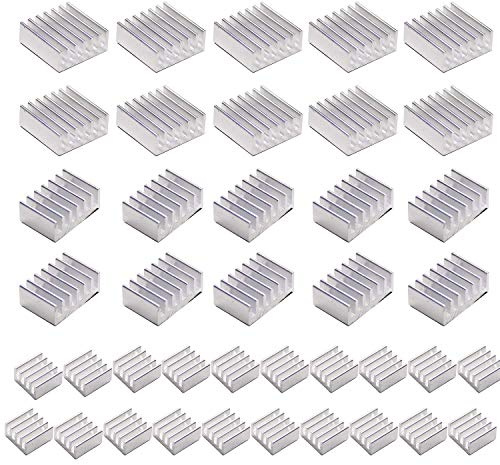 40 PCS Raspberry Pi 4 Heatsink Kit with Thermal Conductive Adhesive Tape, Aluminum Heat Sink Cooler and Copper Heatsink for Raspberry Pi B B+ 2/3/4/5