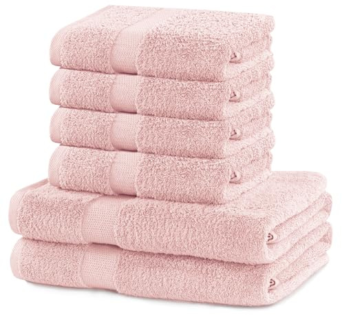 DecoKing 6er Set Baumwolle Qualität 525g/m² 4 Handtücher 50x100 cm und 2 Badetücher 70x140 cm Hellrosa rosa saugfähig Marina