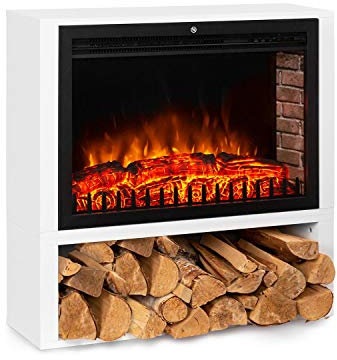 Klarstein Mauna Loa - Elektrokamin Elektroheizung Konvektionsheizung, 1000/2000 W, bis 40 m², Thermostat: 15-30 °C, Flammenillusion, dimmbare LED-Technik, Fernbedienung, Wochentimer, weiß