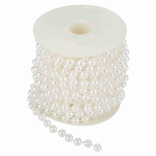 10m/Rolle Schleifen Perlenfaden Perle Girlande Schnur Perlenkette DIY Hochzeit Weihnachten Geburtstag Vorhang Dekoration(Weiß)