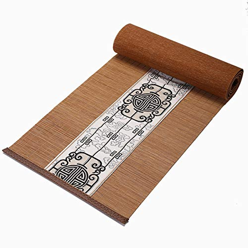 MMQGQ Japanischer Bambus Tischläufer Mit Stoffmuster, Natürlichem Handgewebtem Wärmeisolations-Tischset, Rutschfester Teematte Für Tisch-Esstisch ， Wischen Sie Sauber(Color:natürlich,Size:30×90cm)