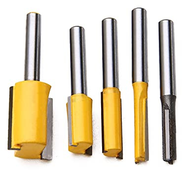 XLBH Machine tool accessories 5Pcs/set 1/4'' Shank Straight Dado Router Bit Set Milling Cutter For Woodworking Carving Trimming Cutter