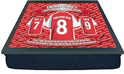 Gooners Football Shirt Personalised Lap Tray Gift, Multicoloured, M