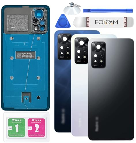 Eonpam Akkudeckel für Xiaomi Redmi Note 11 Pro 5G Schwarz | Backcover Original Qualität Rückseite Akkudeckel Rückseite Glas Back Glass Backcover Glas mit Kameraglas Reparatur Set.