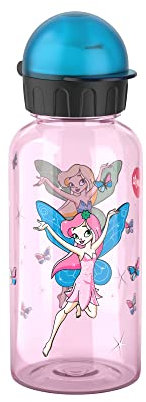 Emsa N30515 Kids Tritan Trinkflasche | Fassungsvermögen: 0,4 Liter | 100% sicher/praktisch/hygienisch/dicht/unbedenklich | cleverer Trinkverschluss | Design: Fairy