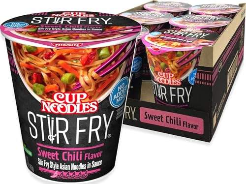 Nissin Cup Noodles Stir Fry Noodles in salsa, peperoncino dolce, 2,89 Ounce (confezione da 6), 6 conti (confezione da 1)