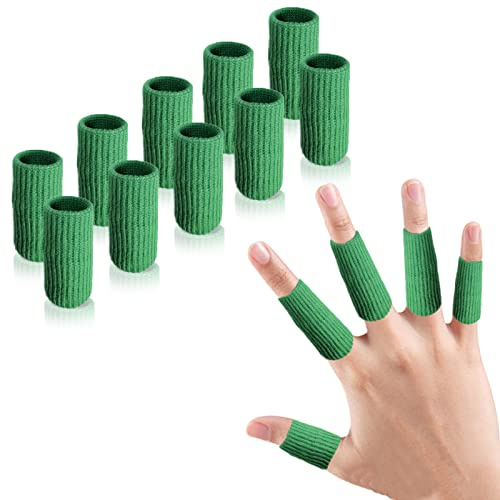 EDNYZAKRN 10 pezzi Manicotti Elasticizzati Proteggi Dita, Protezioni per le Dita Culle Tutore Dito a Scatto per Pollice per Artrite del Dito Trigger Gonfiore (Verde)