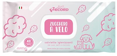 Record Hygiene Wipes for Dogs and Cats, 40 Pack - Pet Wipes for Coat, Paws, Snout and Eyes, Respect Skin and PH Sugar