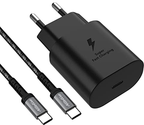 Chargeur Rapide 25W + Câble USB C vers USB C 2M Compatible avec Samsung Galaxy S25/S25+/S24/S24 Plus/A54/A34/S23/S22/S22 Ultra/Zflip 6/5/4/3/Zfold 6/5/4/3/S21/S21 Plus/S21 ultra/S20/S20+/A53/A52/A16