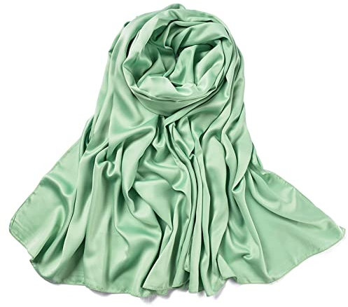 Whoiy Long Silk Scarf, Halstücher Damen Winter Turban-Schal Grün 180X70cm Warmer Übergroßer Winterschal-Poncho