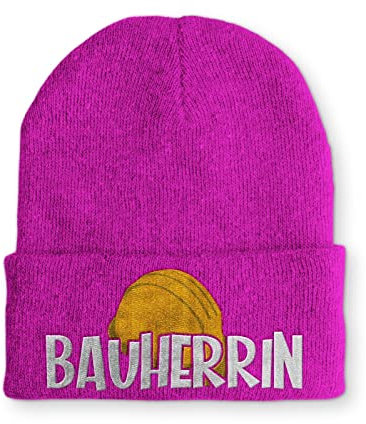 tshirtladen Bauherrin lustiges Design Statement Beanie Mütze mit Spruch, Farbe: Pink