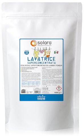 Officina Naturae | Solara Polvere Lavatrice con Percarbonato, per Lavaggi Superiori a 40°, Smacchia e Igienizza, 23 Lavaggi, Profumato di Olio Essenziale di Lavanda, 1 Kg