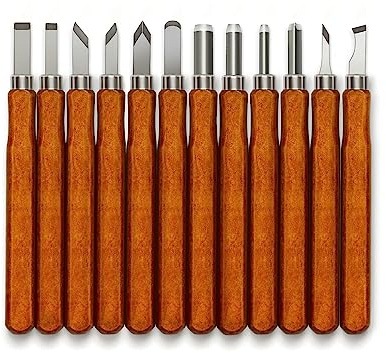 Kit di 12 coltelli da intaglio in legno, super affilati e resistenti, per principianti, professionisti, hobbisti, artisti e scultori, multiuso, per scolpire il sapone, intagliare la zucca