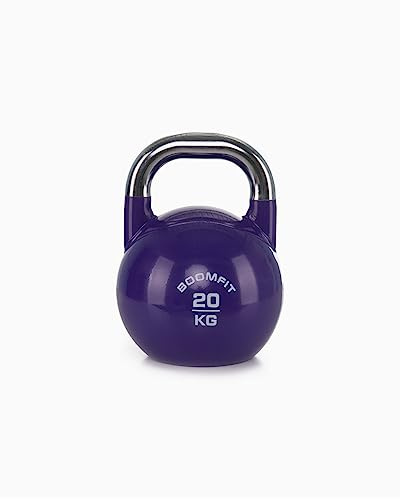 BOOMFIT Competition Kettlebell 20 kg aus Stahl | Wettkampf-Kugelhantel 33 mm Griff | Ideal für Herren Intermediate Kettlebell Sport | Konstante Größe Snatch Jerk Long Cycle Krafttraining