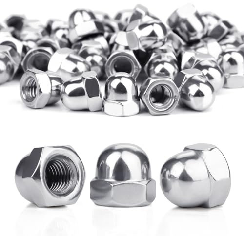 SWTYExt 50 Pcs Nut Caps M4 Dome Cap Nuts A2 V2A Metric 304 Stainless Steel Acorn Dome DIN 1587 Thread Hex for Motorcycle Bicycles Furniture Lighting Saddle