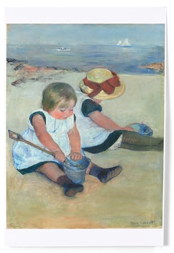 Lantern Press Children Playing on the Beach, (Artist: Mary Cassatt c. 1884), Masterpiece Classic, 8x12 Inch Art Print Wall Decor