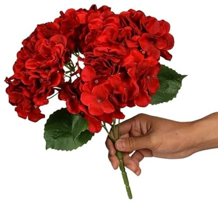 HXSCOO Künstliche Blumen Hortensie Zweig Home Hochzeit Dekor Autum Seide Kunststoff Blume gefälschte Blume Party Raumdekoration (Color : Rot)
