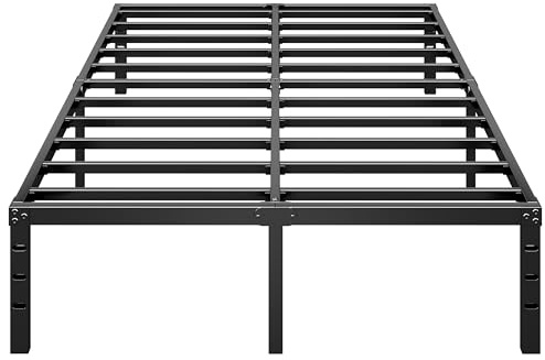 HLIPHA Metal Platform Bed Frame 18 Inch Tall,No Box Spring Needed,Queen Size Bed with Heavy Duty Strong Support Slats,Easy to Assemble,Black