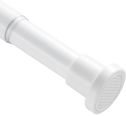 White Shower Poles Extendable No Drill 76-194cm, Diameter 25mm Spring Tension Shower Curtain for Clothing Store,Dressing Room,Bathroom