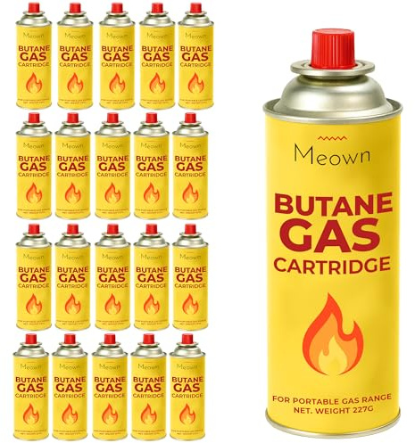 MEOWN Camping Gas Cartridges 227g – Pack of 20, Portable Gas Canisters for Stoves, BBQs & Outdoor Cooking