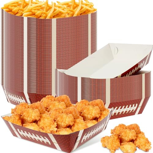 100pcs Football Food Tabletts wasserdichte öldichte Rugby-Lebensmittel-Teller Paper Rugby Party Lieferungen Mehrzweck-Snack-Papier für Fußballparty Gefälligkeiten für Fußballparty Dekor 18x15.5x6cm xi