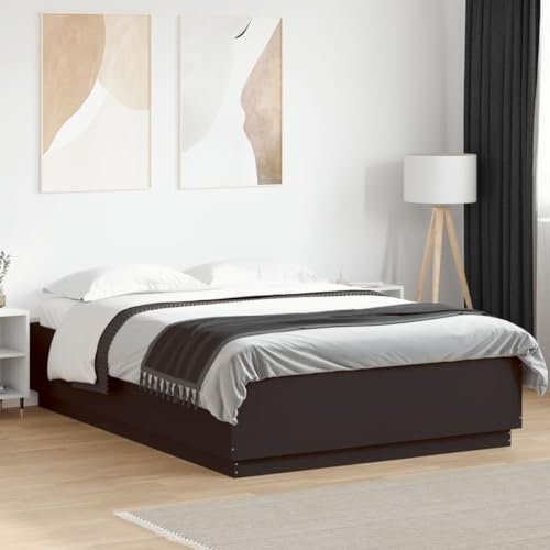Faroom Holzbett Futonbett Bett 150x200 cm Bettrahmen Holzwerkstoff Einzelbett Doppelbett Bettgestell Schwarz
