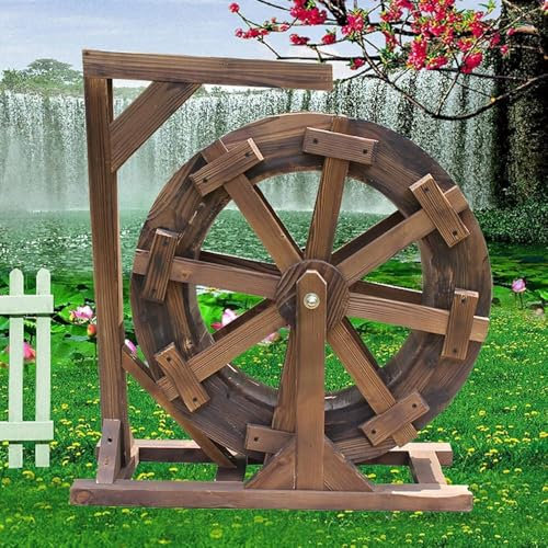 Outdoor-Brunnen aus Holz, Wasserrad, Wasserrad, Wasserfall, Holz, Garten, Innenräder, Brunnen, Vintage, rustikal, Ornament, Teich, dekorativer Balkon für Terrasse, Hinterhof, Veranda, Y (Größe: