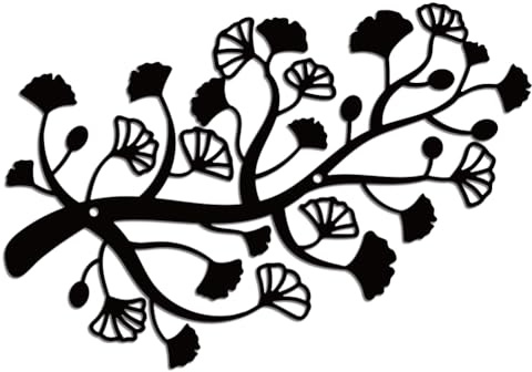 WADORN Wanddekoration Mit Ginkgoblatt Aus Metall Ginkgo Zweige Metall Wanddekoration Hängende Deko Schilder Ginkgo Pflanze Wandskulptur Statuen Dekoration Für Zuhause Schlafzimmer Büro 20.9x30cm