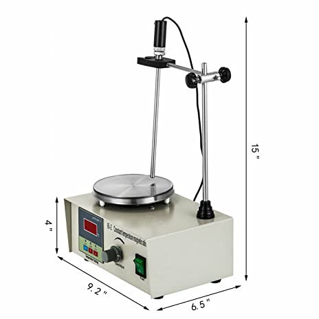 Plaque chauffante à l'agitateur magnétique 1L W/Stirez Bar 0-2000r / min Distillation Kit de distillation Chimie Matériel de laboratoire Contrôle précis de la température(200W Digital Display)