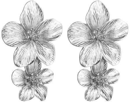 Huacan Ohrringe Damen S925 Ohrstecker Große Blatt Blume Muster Hypoallergene Ohrring Modeschmuck für Frauen und Mädchen Gold Silber