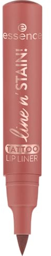 essence line n' STAIN! TATTOO LIP LINER, Nr. 02, Braun, langanhaltend, definierend, Färbeeffekt, farbintensiv, vegan, ohne Parfüm, ohne Alkohol, ohne Parabene, 1er Pack (2.5ml)