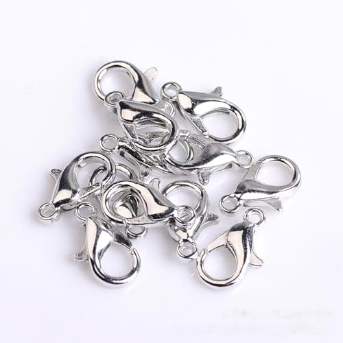 200 Stück Karabiner Kettenverschluss, 10mm Schlüsselanhänger Haken Clip, Armband Verschluss Kettenverschluss, Metall Schmuckverschluss Karabinerverschluss für Handwerk Schlüsselanhänger,Weißes
