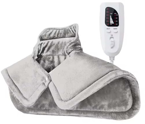 Lifweb Thermaease Pro, Therma Ease Pro, Elektrisches Heizkissen für Rücken Schulter Nacken, Nackenwärmer Schulterwärmer waschbar Wärmekissen, Voll gewichtetes Heizkissen für Nacken Schulter (Grau)