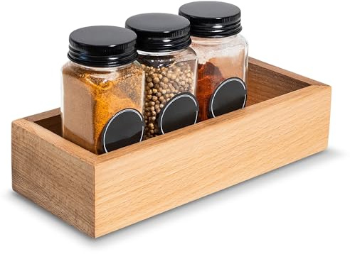 Creative DECO Bandeja Decorativa de Almacenaje de Madera | 22 x 9 x 5 cm | Caja Cesta Cajita Organizadora | Madera de Haya | Organizador para Objetos de Pequeños Especias Frascos Cajones Cocina Baño