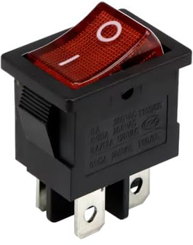 CABLEPELADO - Interrupteur à bascule, interrupteur 2 positions, interrupteur 4 voies, interrupteur 4 broches, interrupteur 2 bornes, interrupteur ON/OFF SPST, 6 A | Rouge
