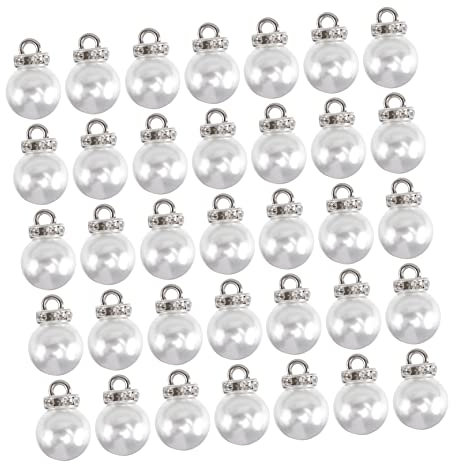 DOITOOL 50 Stück Selbstgemacht Halskettenanhänger Imitationsperle Mit Strass 12mm Weiß Schmuckzubehör Für Handgefertigten Schmuck Und Armbänder