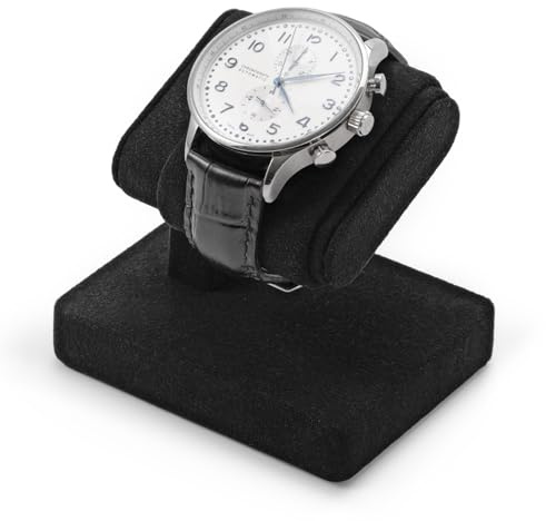 Papten Supporto per orologi in velluto – Lusso singolo con morbido velluto, elegante ripiano da tavolo per orologi da donna e da uomo (nero)