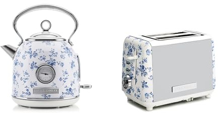 Laura Ashley Toaster und Wasserkocher Set von VQ - 1,7 L Wasserkocher mit Schnellkochfunktion und 2-Scheiben-Toaster mit Auftau- und Aufwärmfunktion - China Rose