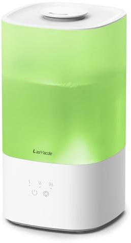 LasVacde 2.5L Humidifiers for Bedroom, Top Fill Cool Mist Humidifiers for Large Room, Easy to Fill & Clean, 30H Runtime, 28dB Quiet Air Humidifier for Plants, Baby Nursery with Night Light