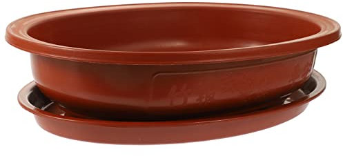 TOYANDONA 1 Juego Maceta de Plástico para Bonsáis y Plantas Decorativas Grande y Duradero con Drenaje para de Interior y Exterior de Maceta con Plato Decoración para y Oficina