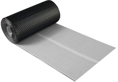 ERFU Dachfolie 3D Aluminium selbstklebende Folie 30cm x 5m - Kaminanschlussband, Alternative zu Dachpappe, Dachbahn für Schuppen, 3D Plissee Aluminiumband, Dichtband mit Butyl (schwarz)