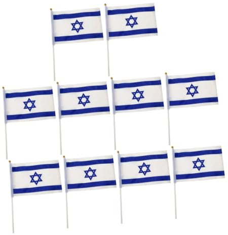 Homoyoyo Drapeaux Israéliens Décoratifs Polyester 20x28 Cm pour Jardin et Extérieur, Lot de 10 Pièces, Drapeaux Nationaux Légers et Réutilisables pour Événements Sportifs et Fêtes