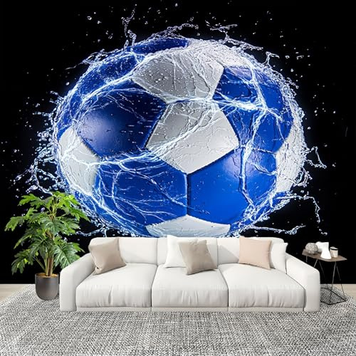 Papel Tapiz 250x175cm FúTbol De Lightning Sports Decoración De Pared Sala Cuarto Oficina Salón Negro Fotomural limpiable - Mural de Papel Pintado