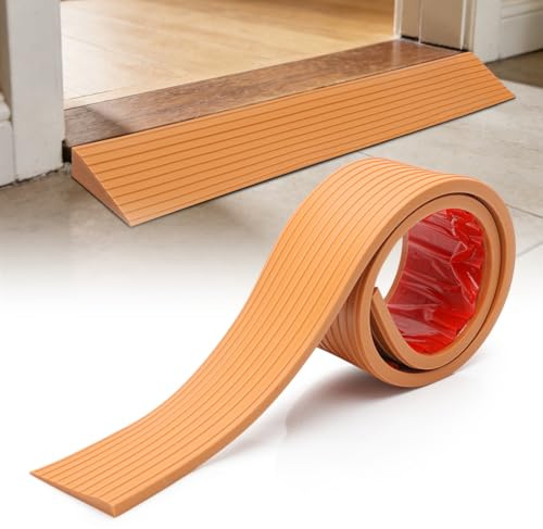 Türschwellenrampe 1.5cm Hoch | 100x8x1.5 cm Gummi Rampe für Saugroboter | Schwellenrampe rutschfest mit Klebeband | Türschwelle Rampe für Rollstuhl, Rollator, Kinderwagen, Einkaufswagen(Gelbbraun)