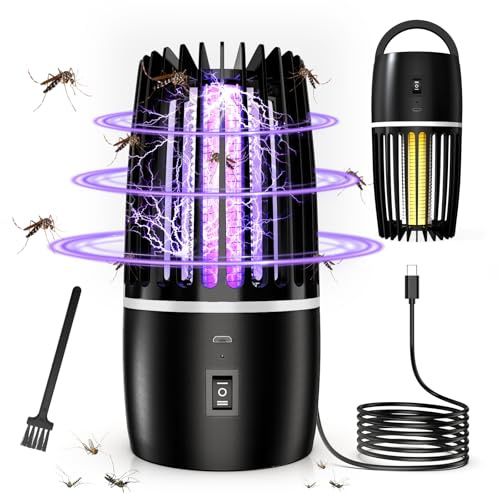 Lámpara Antimosquitos Eléctrico, 4000mAh Recargable Matar Repelente de Insectos Interior Exterior lampara Antimosquitos Anti Mosquitos Control de Plagas para Patio Trasero Camping