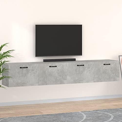 Wynira väggskåp 2 st. Betonggrå 100 x 36,5 x 35 cm trämaterial kontor skåp förvaringsskåp hängande gisterskåp mappskåp skänk för vardagsrum sovrum – stabil väggmontering